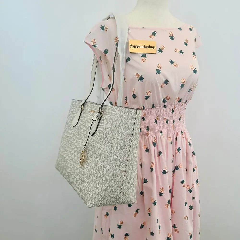 Michael Kors Purse & Wallet Sheila Large Signature Logo Tote Bag LT Cream MK - Picture 10 of 10